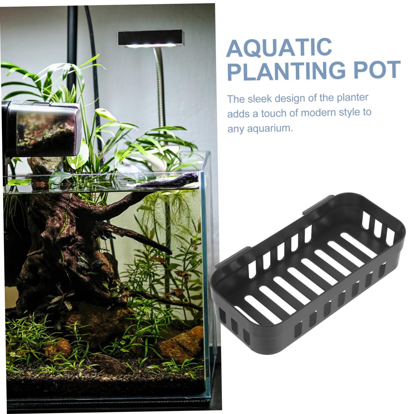 POPETPOP 8 Piezas Maceta para Plantas acuáticas macetero acuático Suministros de Acuario Cesta de succión para Acuario Cesta de Almacenamiento para Acuario Soporte para Plantas para Acuario