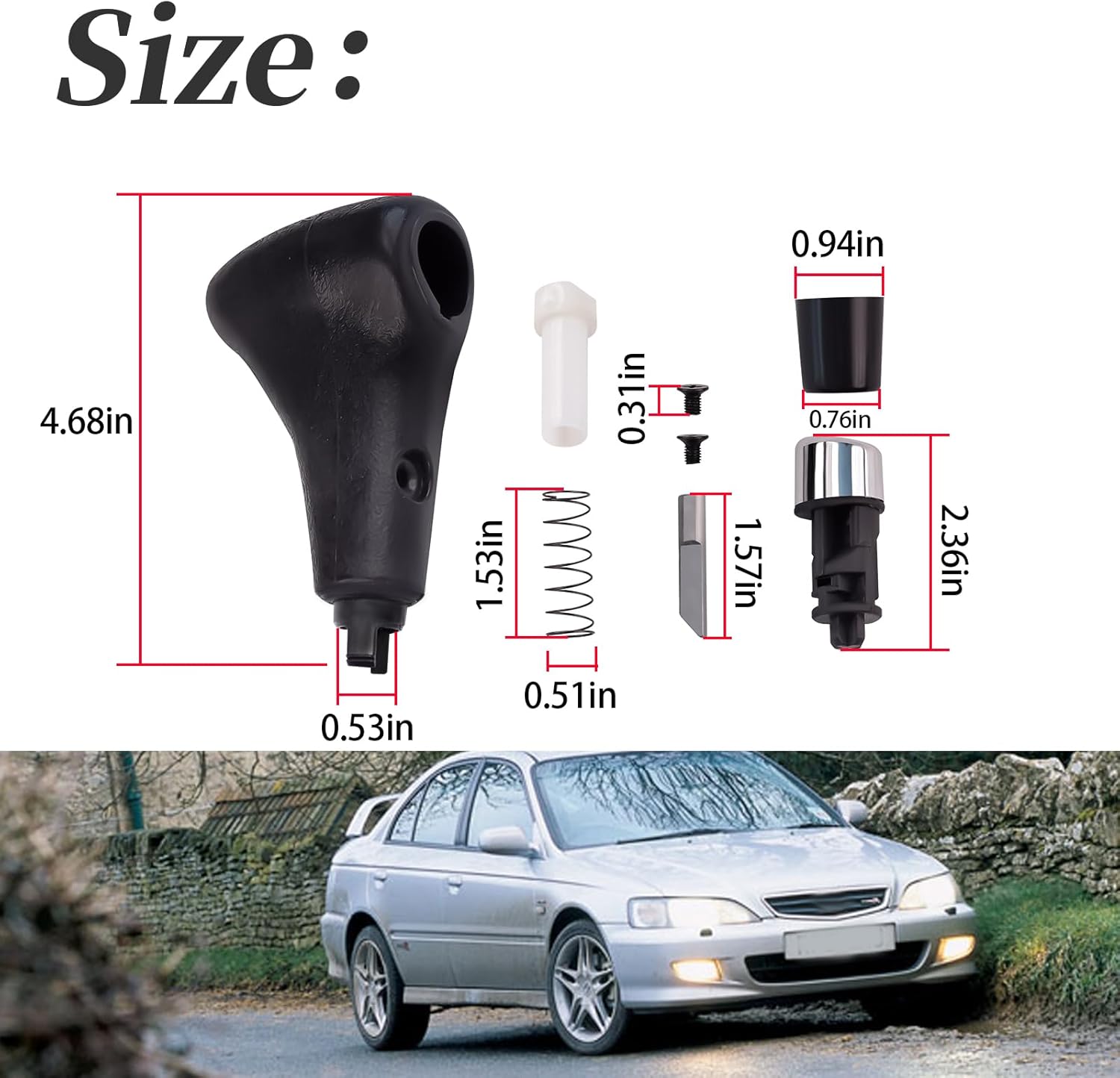 54130-S84-A81ZA Shift Knob Assembly (8-Piece) Compatible with Honda Accord- Automatic (A/T) 1998 1999 2000 2001 2002