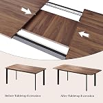 HIPIHOM 63"- 78.7" Extendable Dining Table, Modern Kitchen Table, Thickened Expandable MDF Wooden Table with Metal Legs for Dining Room, Kitchen, Home