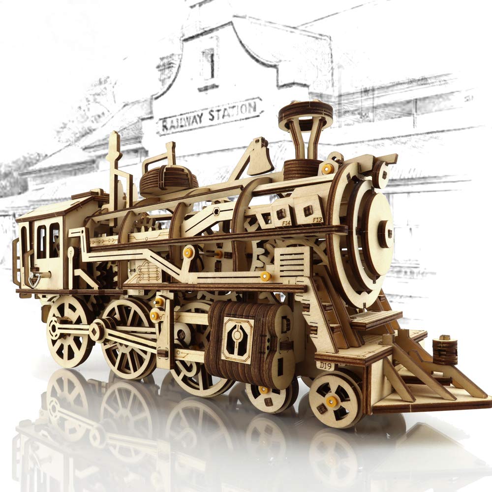 Buy Wooden 3D Puzzles Toys- Wood Train Puzzle Steam Engine Kit