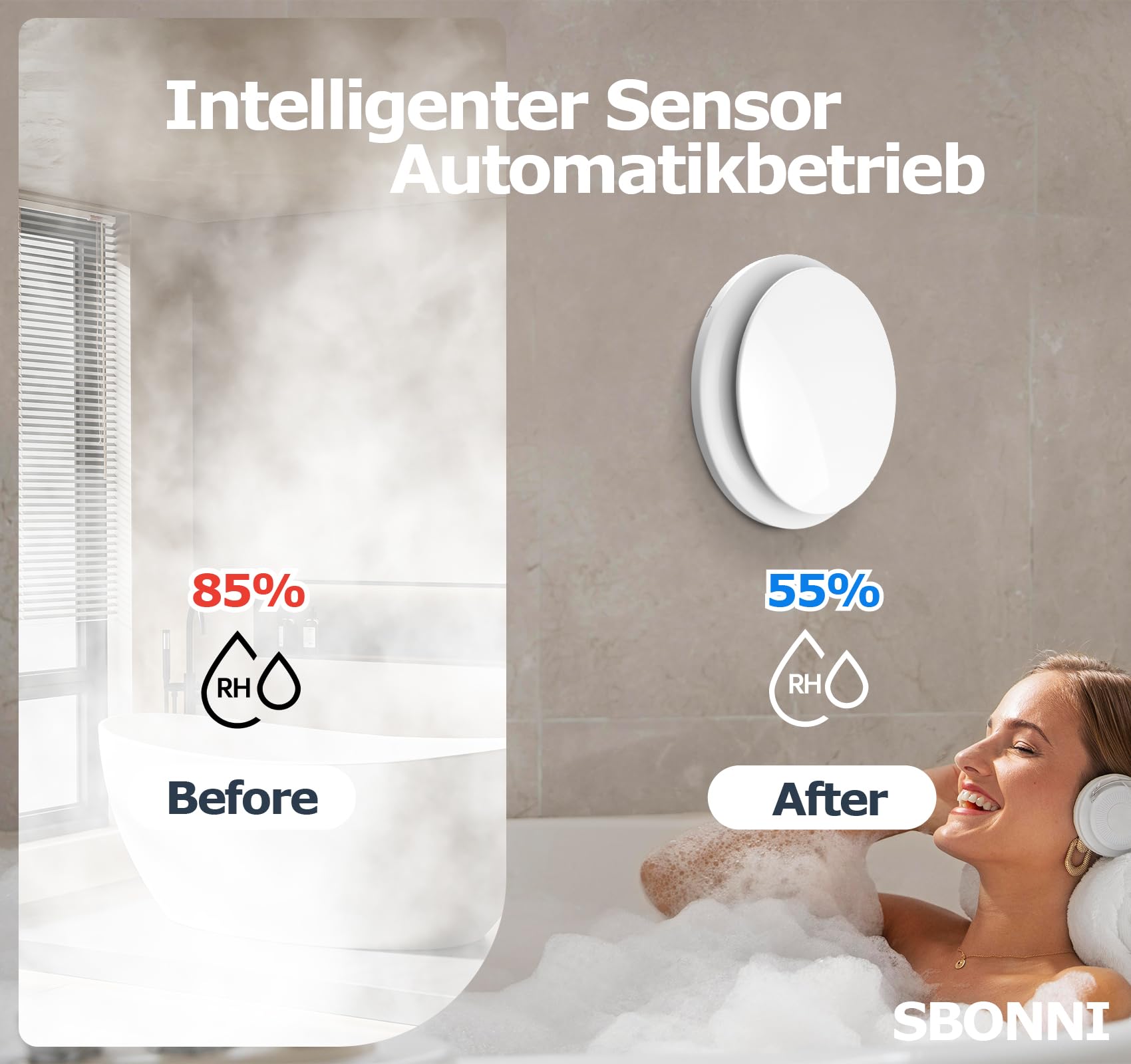 3 Stufen Bad Lüfter mit Feuchtigkeitssensor Temperatursensor Timer, Badlüfter 100mm mit Fernbedienung, Echtzeit Anzeige Feuchtigkeit und Temperatur, Leistungsstark Leise Abluftventilator P109