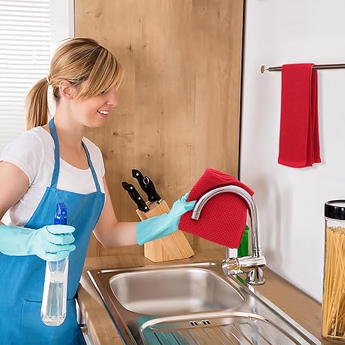 Miniatura 294 de Kitinjoy - Paños de cocina 100% algodón, paquete de 6 paños de cocina ultra suaves y absorbentes para secar platos, toallas de cocina de secado