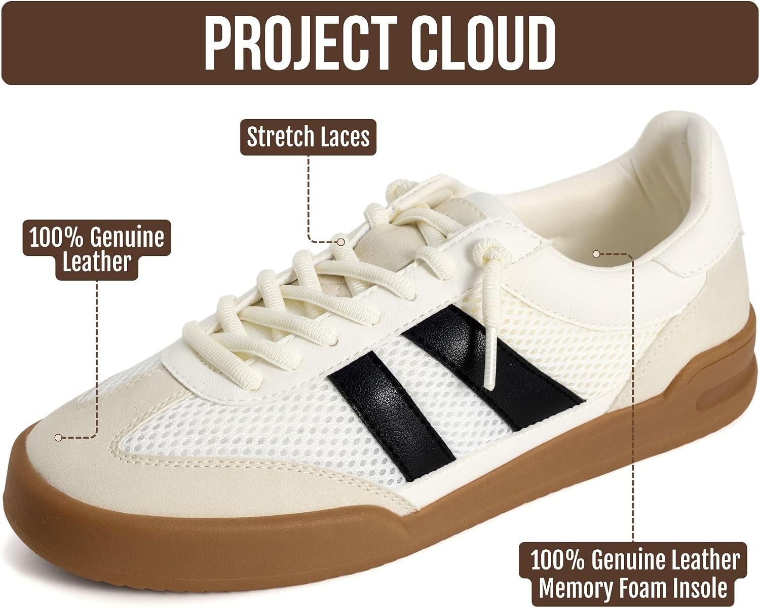 Genuine Leather Slip On Sneakers for Women with Leather Memory Foam Insole image 2