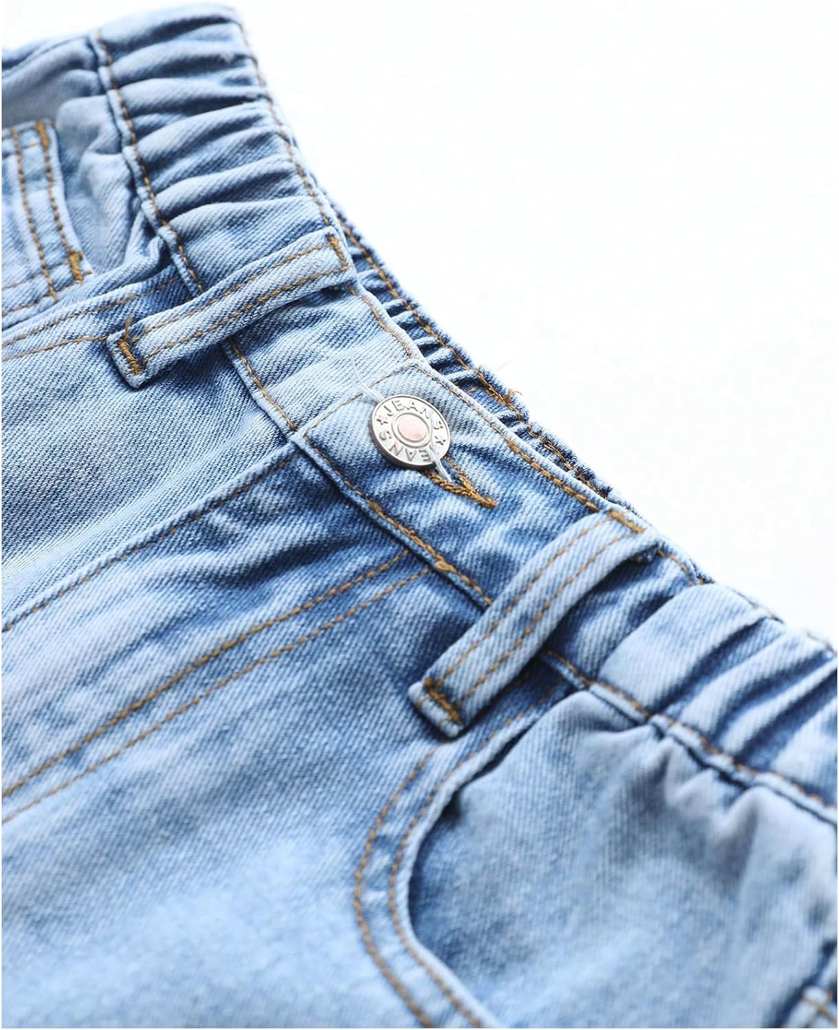 OYOANGLE Girl's Cargo Jeans Elastic Waist Flap Pocket Straight Leg Pants Y2K Denim Pants
