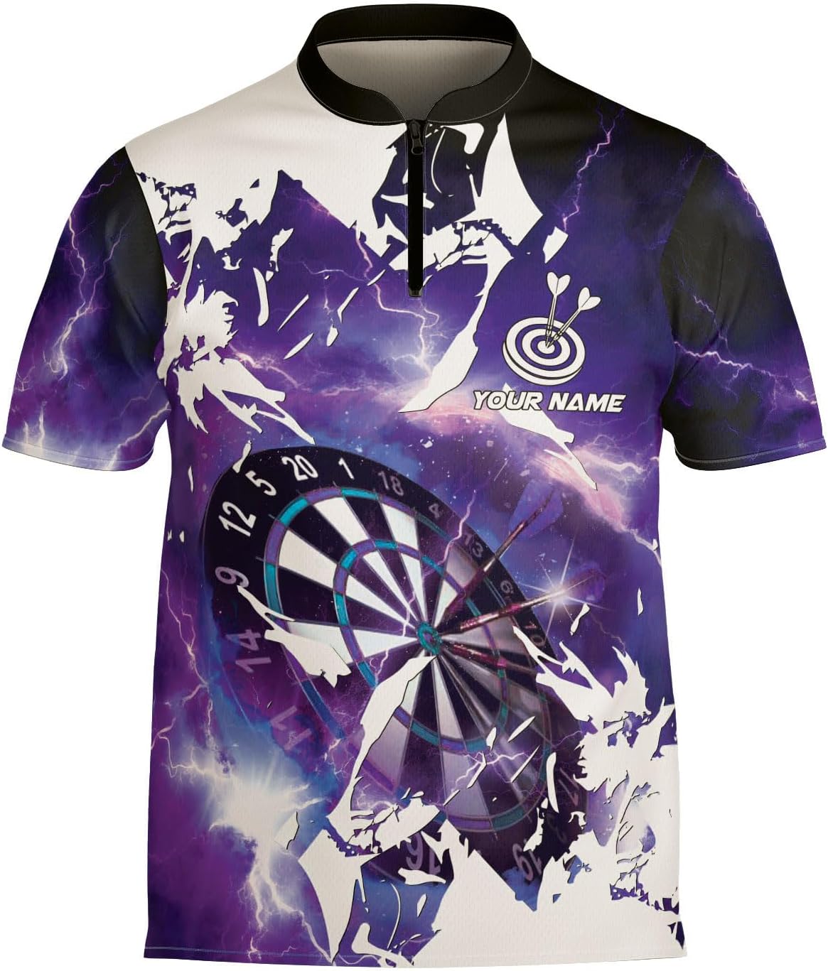 Custom Dart Shirts for Men Dart Bowling Jersey 3D Shirts Mens Darts Quarter-Zip Shirt Darts Jerseys with Team Name