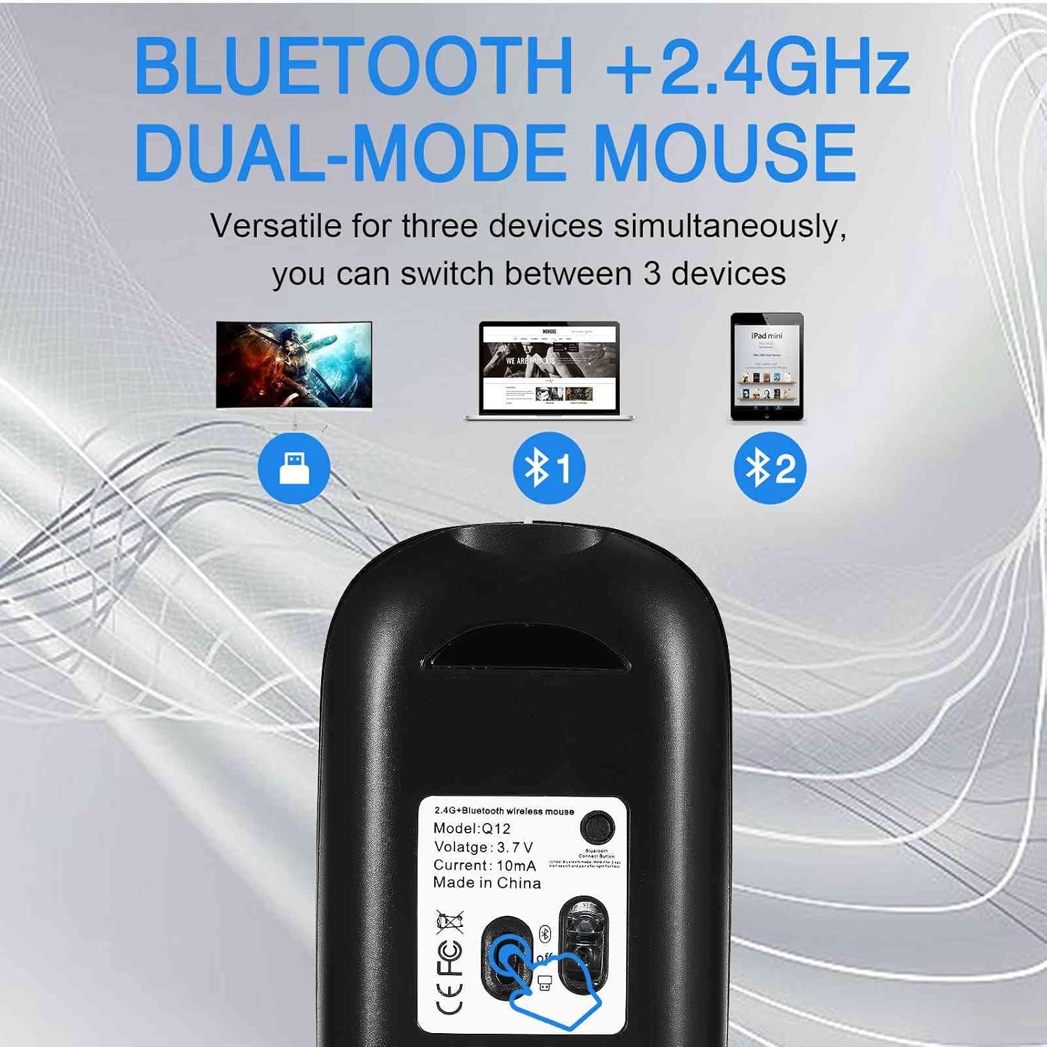 UrbanX Plug and Play Compact Rechargeable Wireless Bluetooth Full Size Keyboard and Mouse Combo for ‎Insignia ‎NS-24DF310NA21 TV - Windows, macOS, iPadOS, Android, PC, Mac, Laptop, Tablet -Black