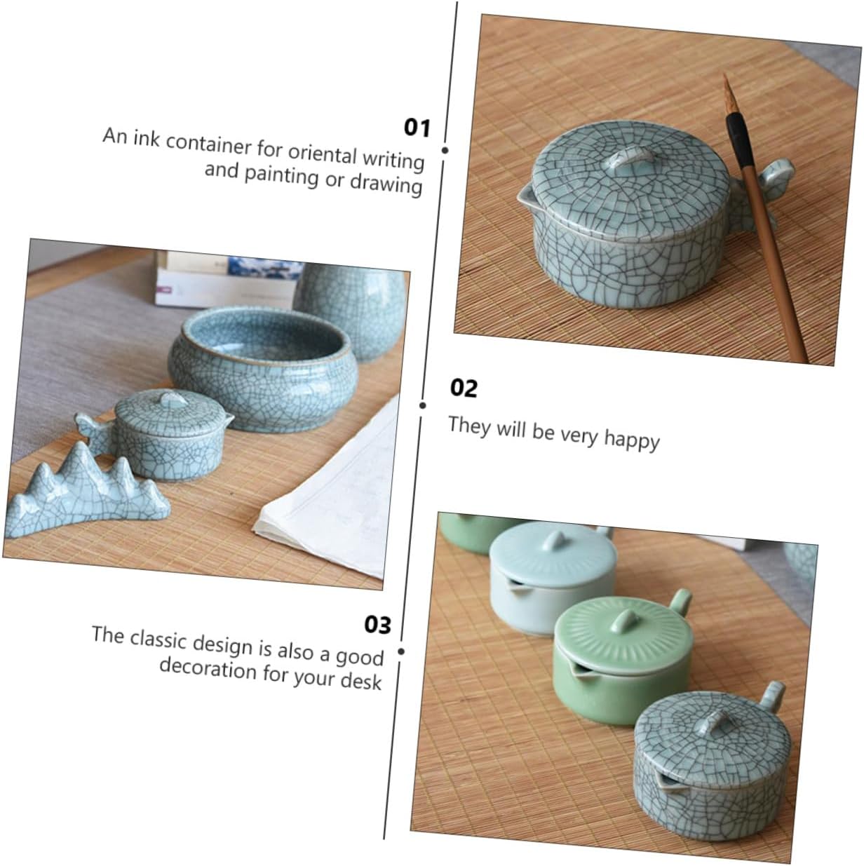 Porcelain Inkwell Calligraphy Set Mini Inkstone for Writing Inkstone Ink Bowl Smooth Round Edges