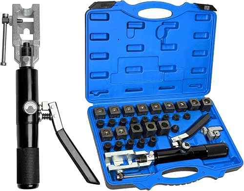 Hydraulic Brake Line Flaring Tool, 45° Double & Bubble Flare Tool Kit | Equipped with Tubing Cutter, for GM Fuel Line, Push Connect Brake Line Forming