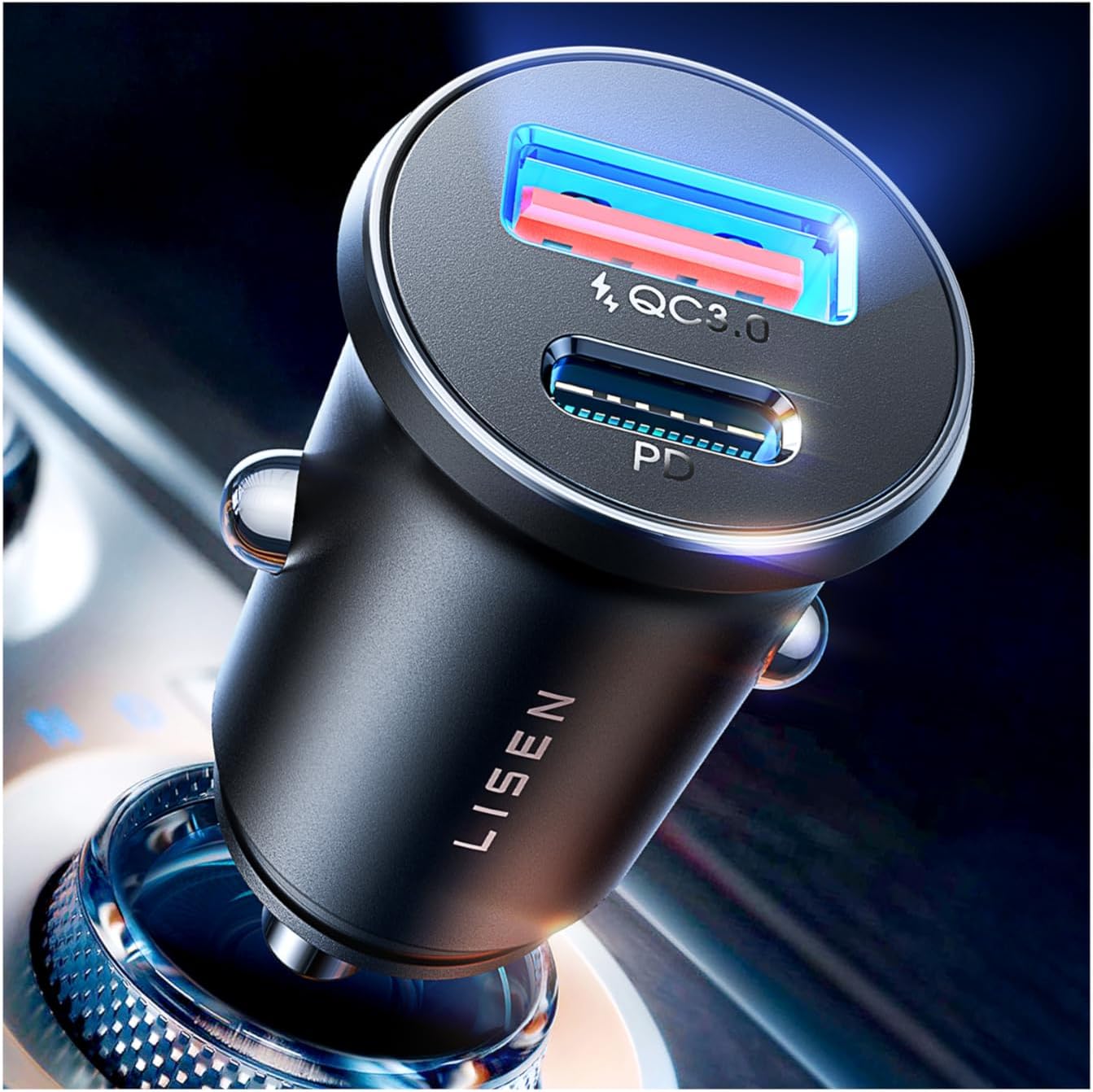 LISEN Cargador Coche Mechero Carga Rapida USB C 69W, Flash del Dia Accesorios E…