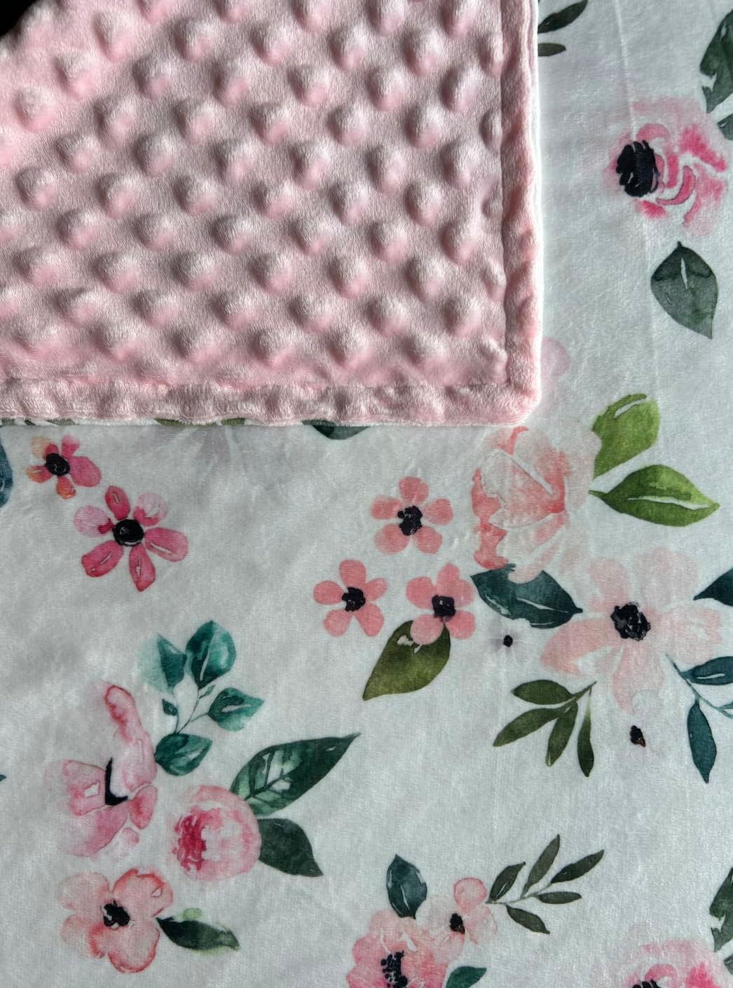 Minky Dot Baby Blanket – Ultra Soft Plush, Double Layer for Newborns & Toddlers, Cozy and Warm – Perfect for Crib, Stroller, Nursery and Baby Shower - 30X40in & 50X60in - Flowers Pink