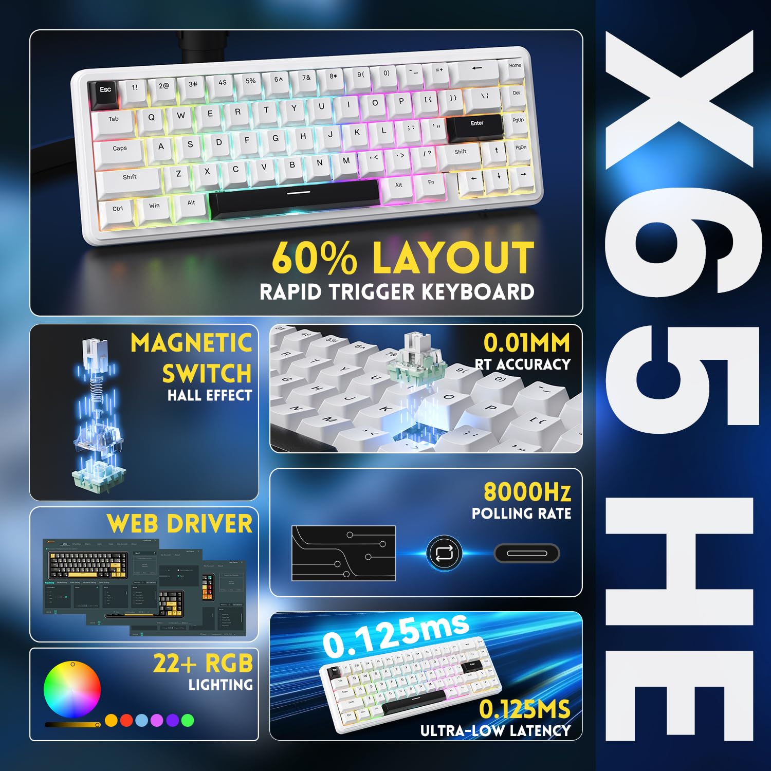 MAMBASNAKE Attack Shark X65 HE Keyboard RT Accuracy 0.01mm - Dettaglio