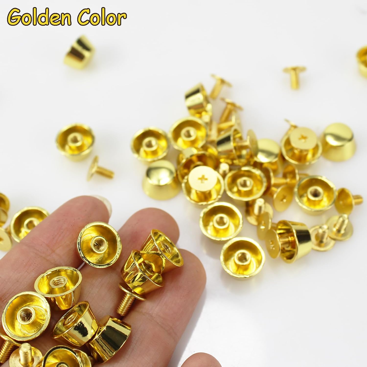 Amonk 25Pack Brass Gold Purse Feet Studs for Handbags and DIY Wallets