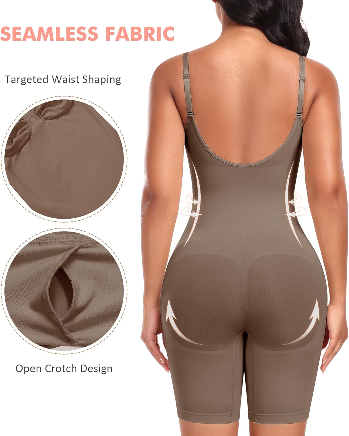 Women's Seamless Shapewear Tummy Control Bodysuit Body Shaper V Neck Seamless Butt Lifter Full Shaping Bodyshapers