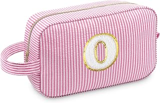 Personalized Makeup Bag for Women Initial A-Z Letter Patch Bag Christmas Birthday Gift for Teacher Doctor Nurse Coworker Cosmetic Pouch for Daughter Sister Friend Mothers Day Wedding Gifts Letter O