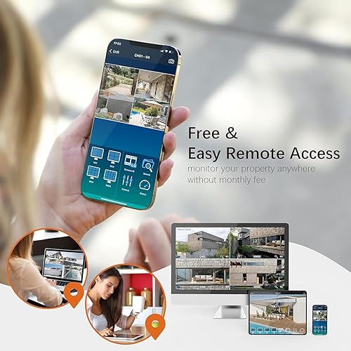 Miniatura 4 de TIGERSECU Grabadora de seguridad DVR Super HD 1080P de 4 canales con disco duro de 2 TB, grabadora híbrida 6 en 1 CCTV DVR compatible con cámaras IP