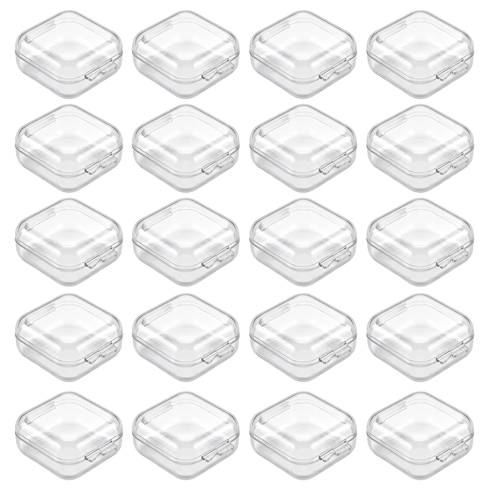 Nybrax 20 Pieces Ear Plugs Carrying Case, Clear Storage Boxes, Mini Clear Organizer Container Holder, Portable Square Earplug Storage Containers, for Beads,earplug, and More Small Items(3.5x3.5cm)