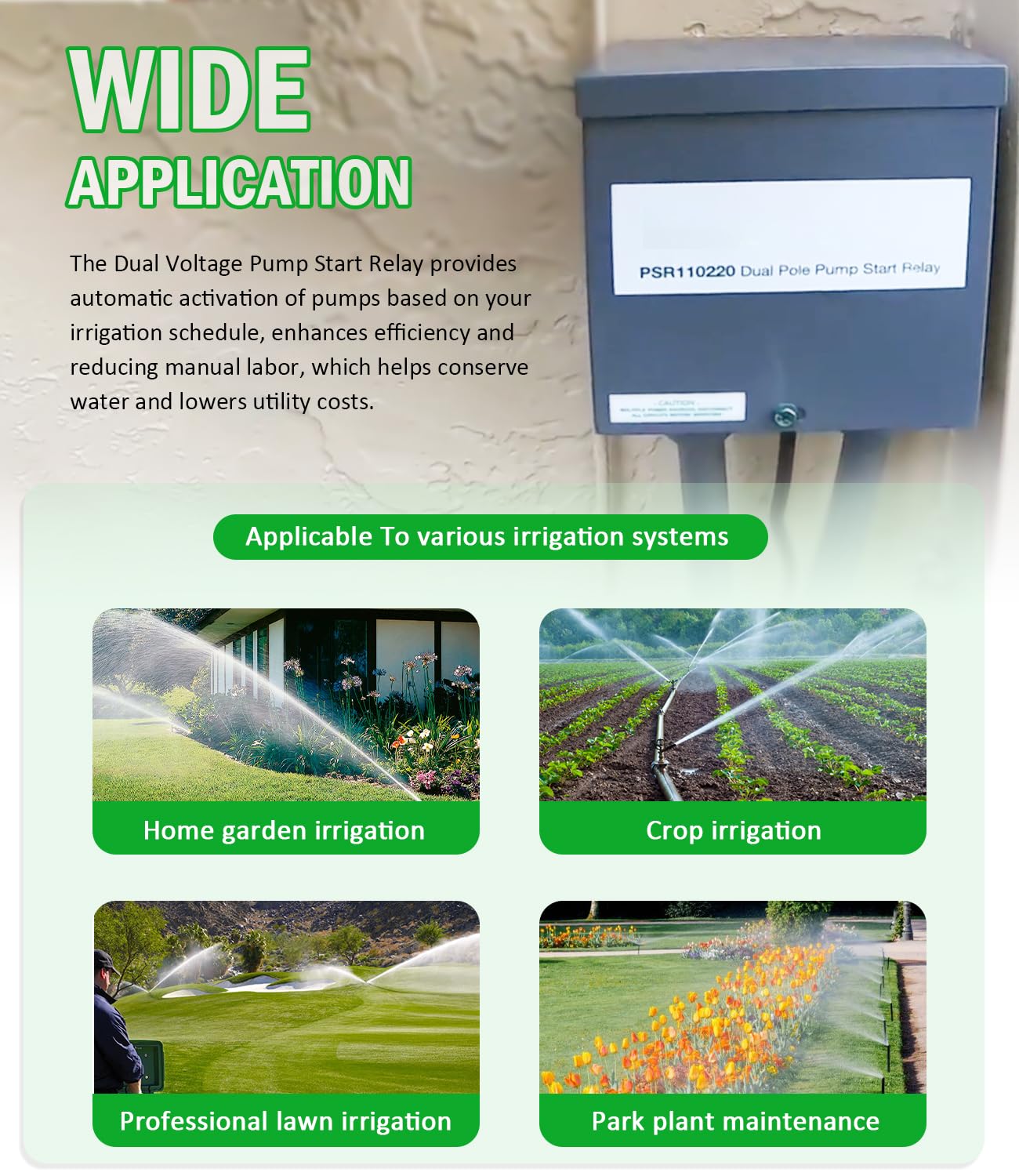 Universal Pump Start Relay 110V-220V Replacement for Rain Bird Irrigation and Water Pumps, Replace for Rainbird PSR Pump Start PSR110220