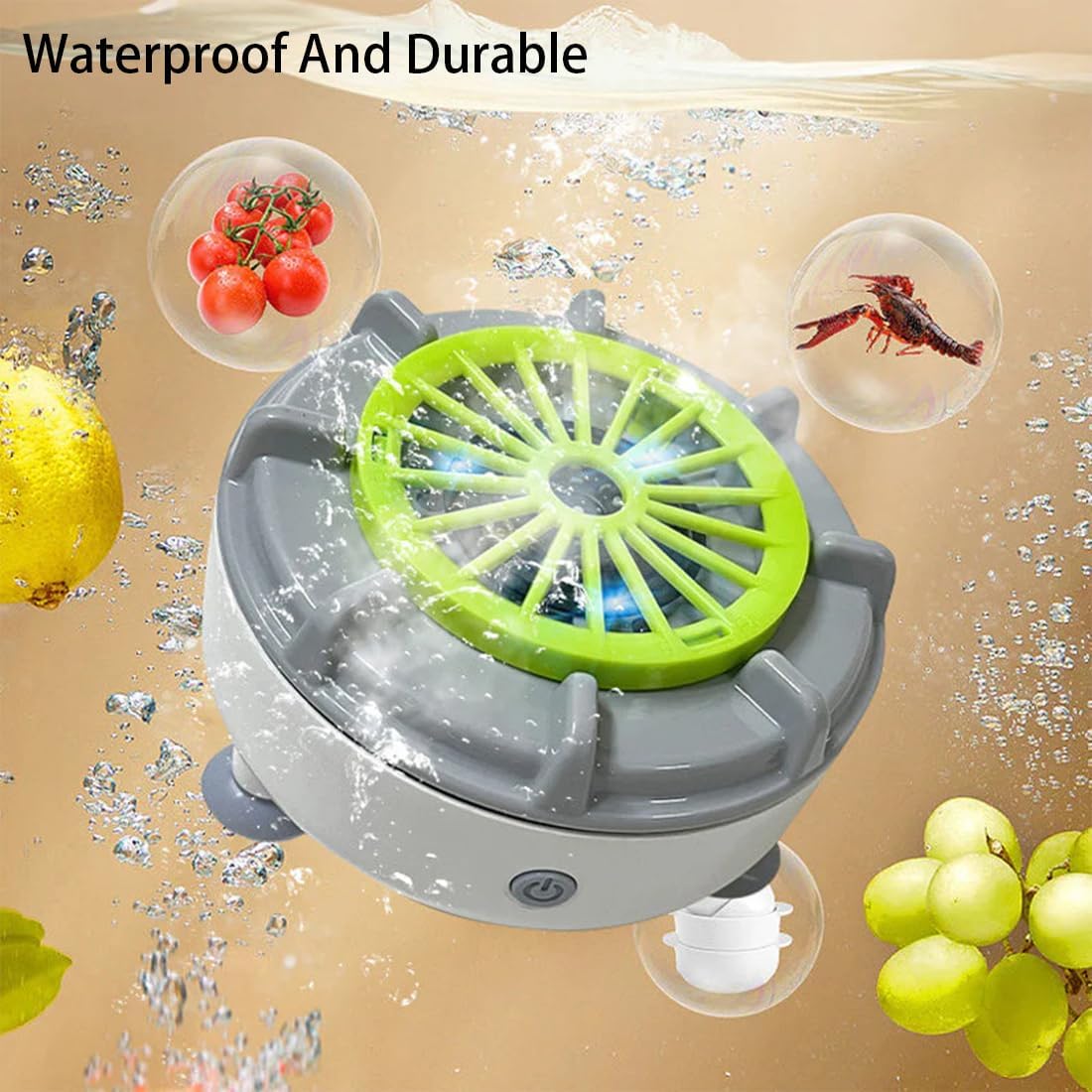 Efficient Portable Fruit and Vegetable Washers, Fruit and Vegetable Cleaning Machine, Electric Fruit Cleaner for Washing Fruits, Vegetables, Grain, Meat, Water-Proof & Wireless Charging (A)