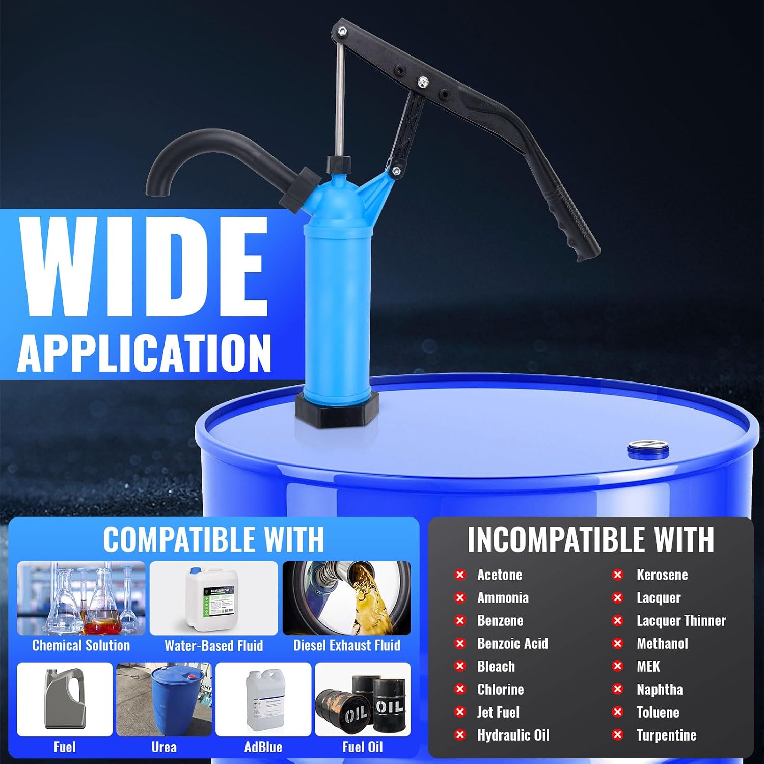55 Gallon Drum Pump,Barrel Pump Manual Lever Action Barrel Pump for Diesel,Kerosene, Motor Oil Transfer (7131-FANG-2)
