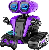 Vista 7 de Robots juguetes para niños y niñas con demostración automática, robots para niños, robot de control remoto recargable con ojos LED inteligentes, Azul