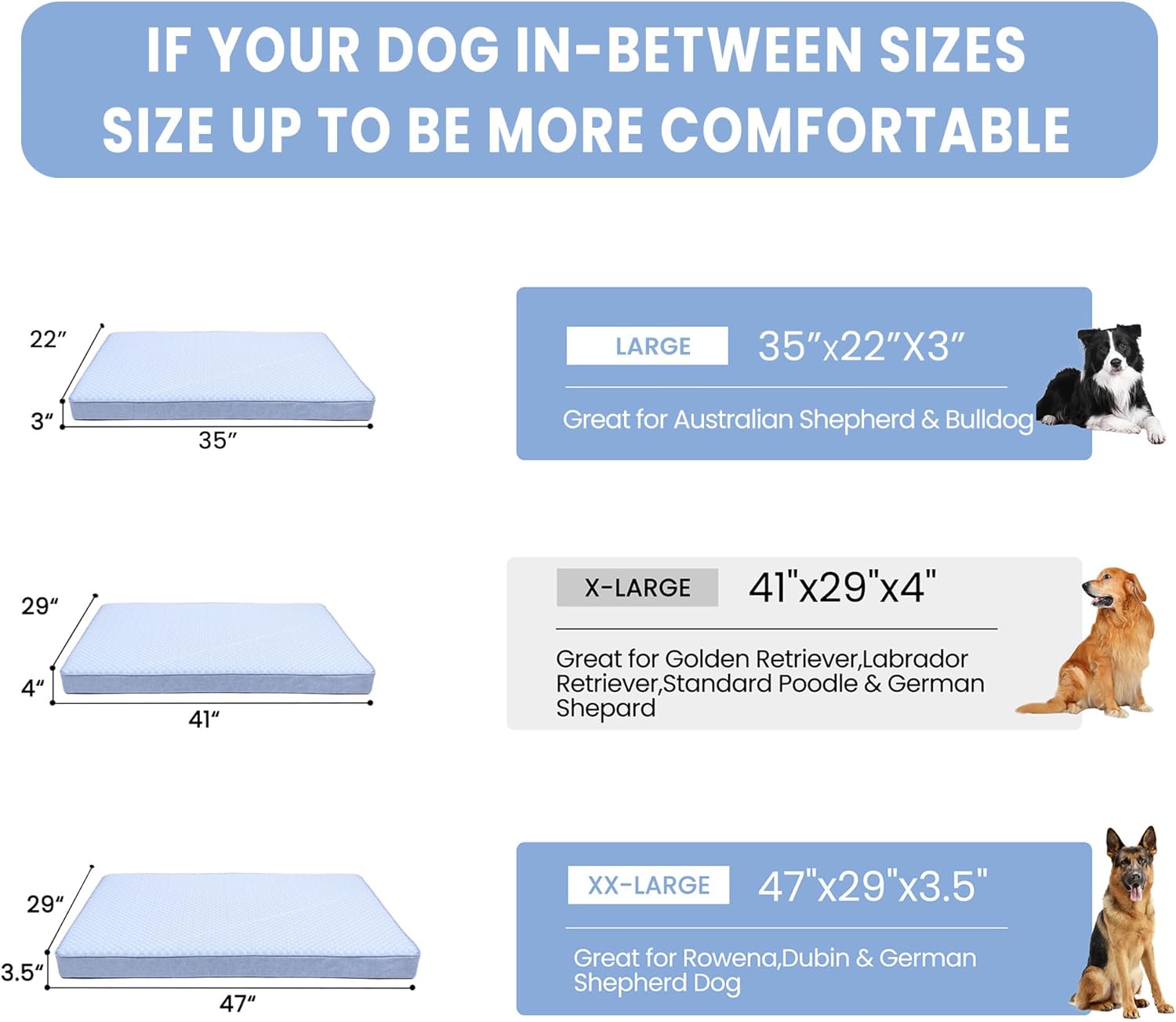 Cooling Dog Bed for Large Dogs, Orthopedic Memory Foam Pet Bed for Crate with Removable Washable Cover,Ideal for Arthritic Dogs (Cooling Fabric, Large-35"x 22" x 3")