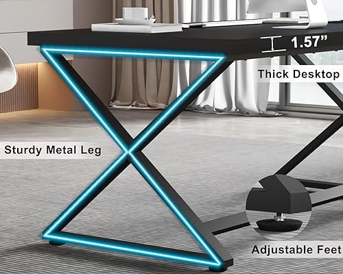 Miniatura 6 de IBF Escritorio Negro, Escritorio Moderno para Computadora para Escribir y Estudiar, Escritorio de Trabajo Industrial Simple para Oficina en Casa en