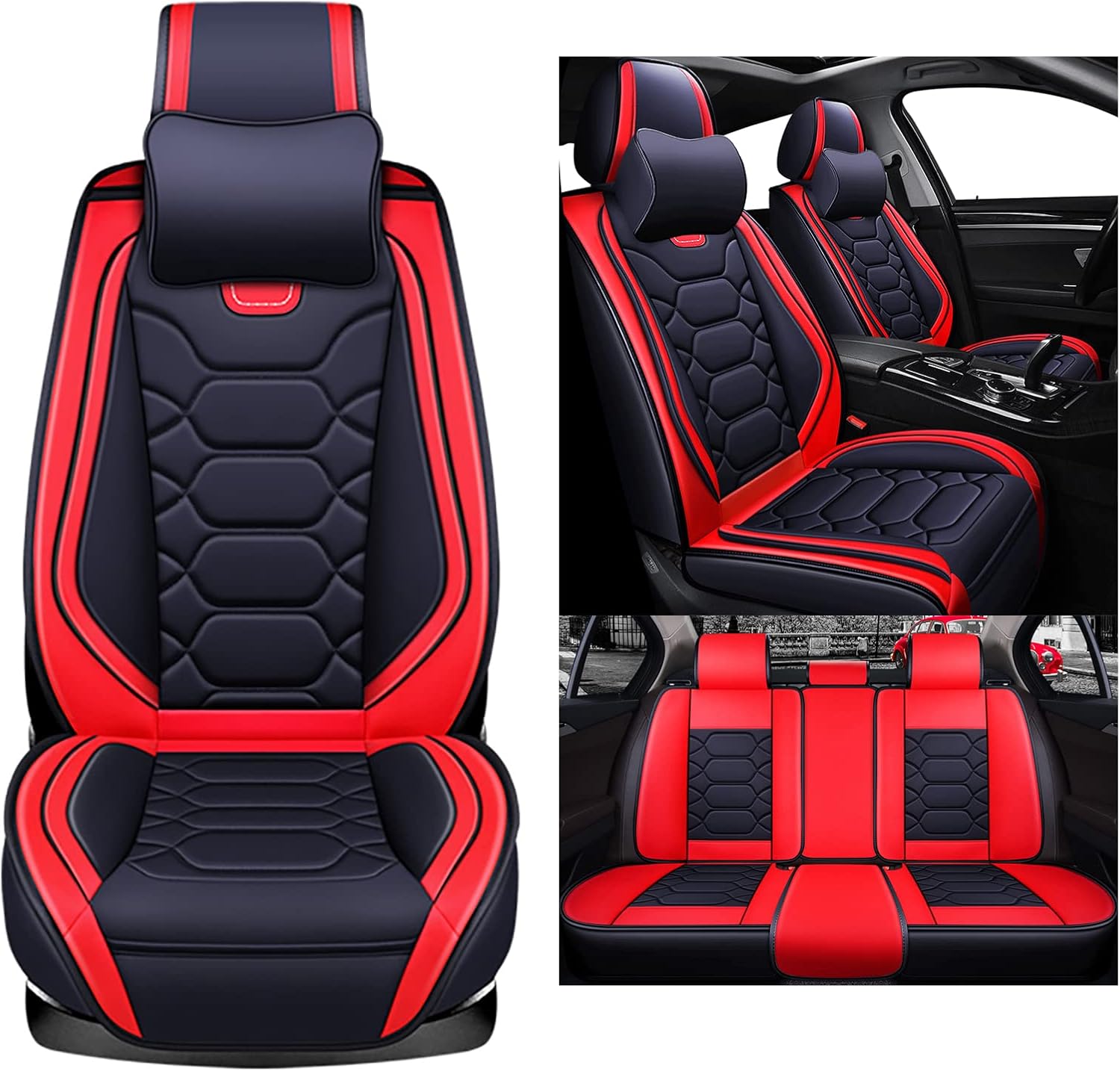 Congxy Universal Car Seat Covers waterproof leather Full Set, To Fit