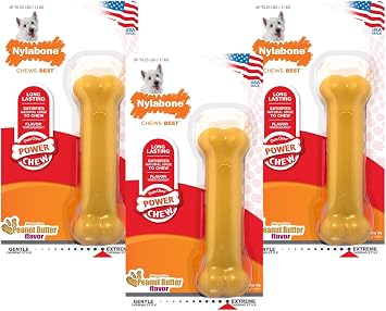 Nylabone Dura Chew Dog Chew Bones Peanut Butter, 3-Bones