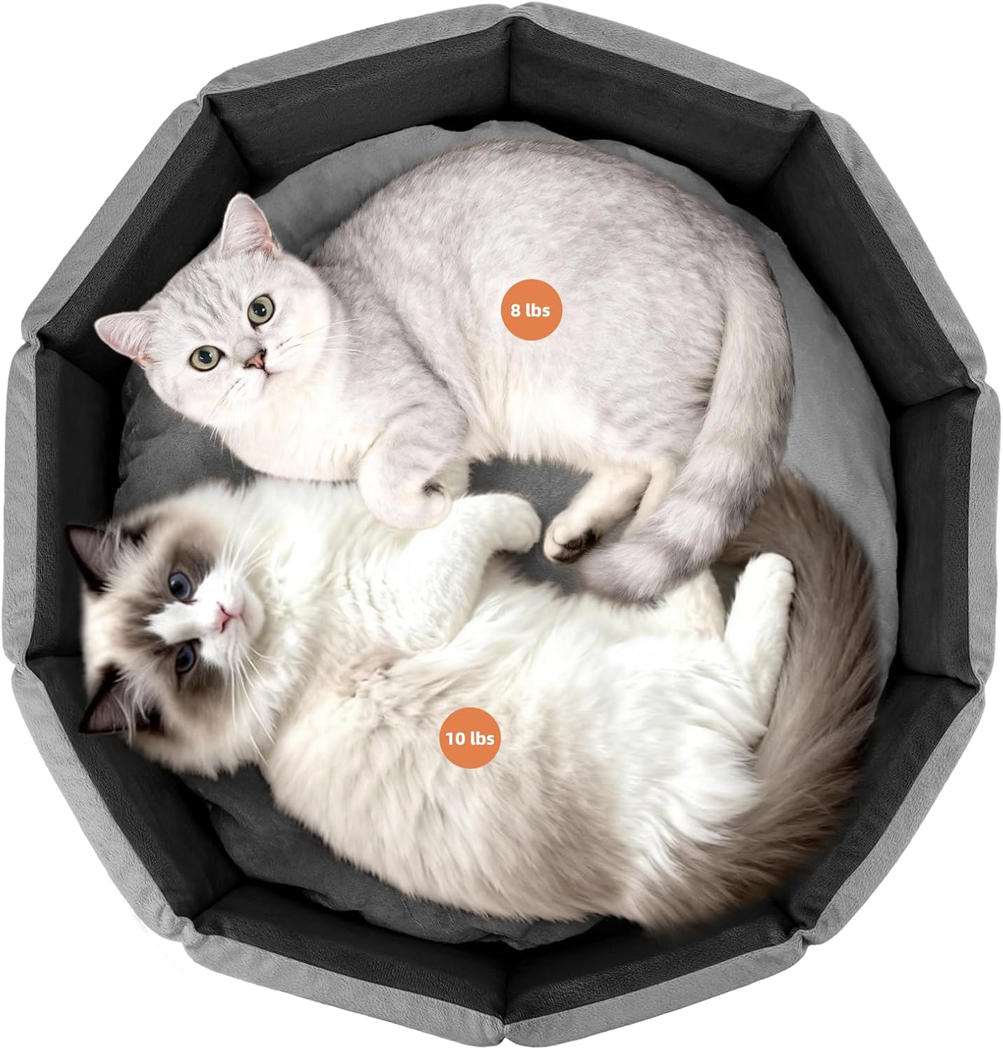 PJYuCien Premium Orthopedic Memory Foam Round Pet Bed for Large Cats, Small Dogs & Puppies - 20" Indoor Donut Cuddler with Non-Slip Bottom, Machine Washable, Supports Pets Up to 18 lbs, Gray