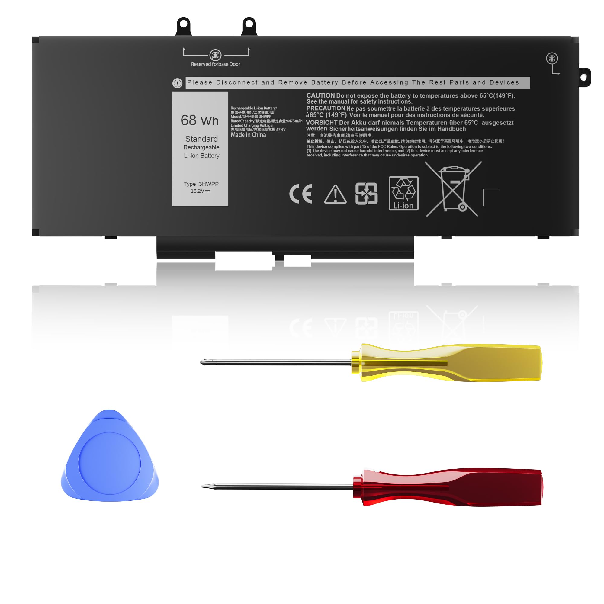 New 68Wh 3HWPP Laptop Battery Replacement for Dell Latitude 5410 5401 5510 5501 5511 5411 Precision 3541 3551 Inspiron 17 7500/7506 2-in-1 Inspiron 7706 2-in-1 Fits 10X1J N2NLL 1VY7F 451-BCMN 15.2V
