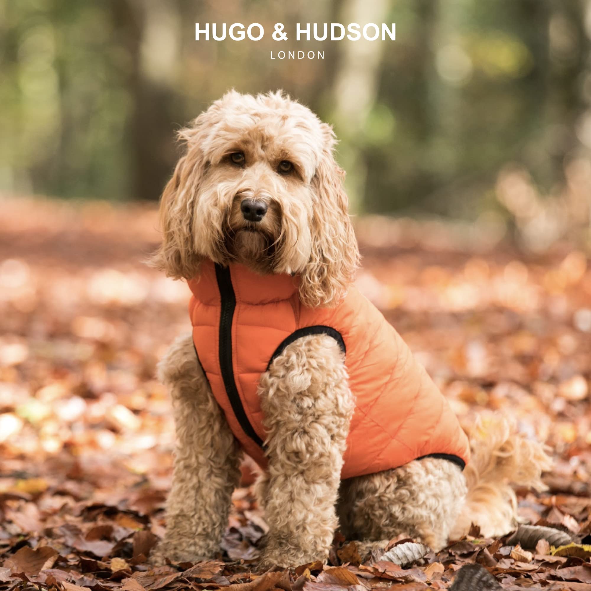 HUGO & HUDSON Reversible Dog Puffer Jacket, Windproof Water Resistant Coat, Orange & Navy, S30 - Image 2