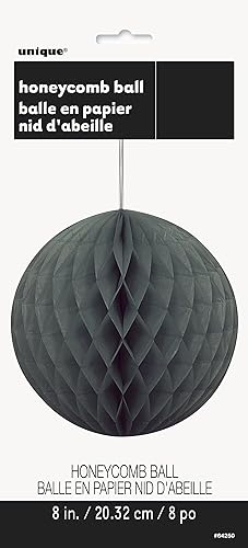 Miniatura 2 de Unique Bola de panal colgante de papel de seda, 8 pulgadas, color negro