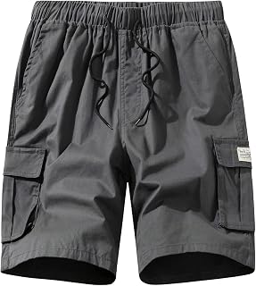 Msmsse Men's Cargo Shorts Elastic Waist Shorts with Multi-Pocket