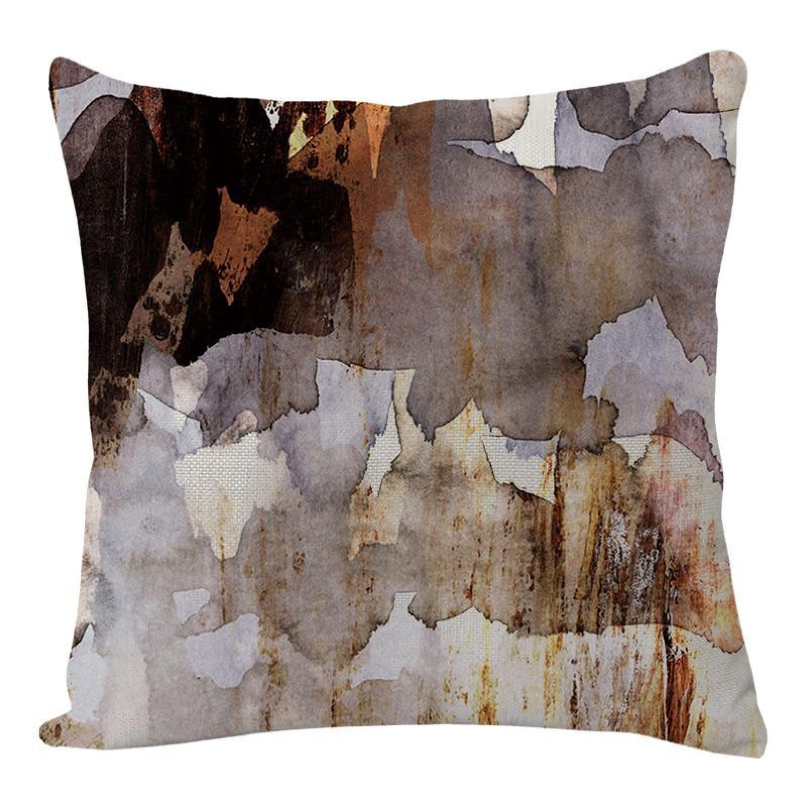 Wazylphin Cushion Covers Brown Black Pillow Cases Cotton and Linen Cushions with Covers Included Zipper Sofa Cushions Soft Pillowcase Living Room Pillow Cover Bedroom Cushion Cover 60x60cm/1 Pack