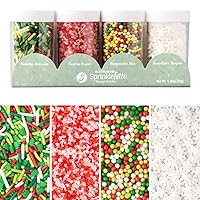 Vista 21 de Sweets Indeed Mezcla de chispas navideñas – Mezcla navideña de 10.90 onzas Jimmies comestibles, Nonpareils y perlas de azúcar para decorar Navidad