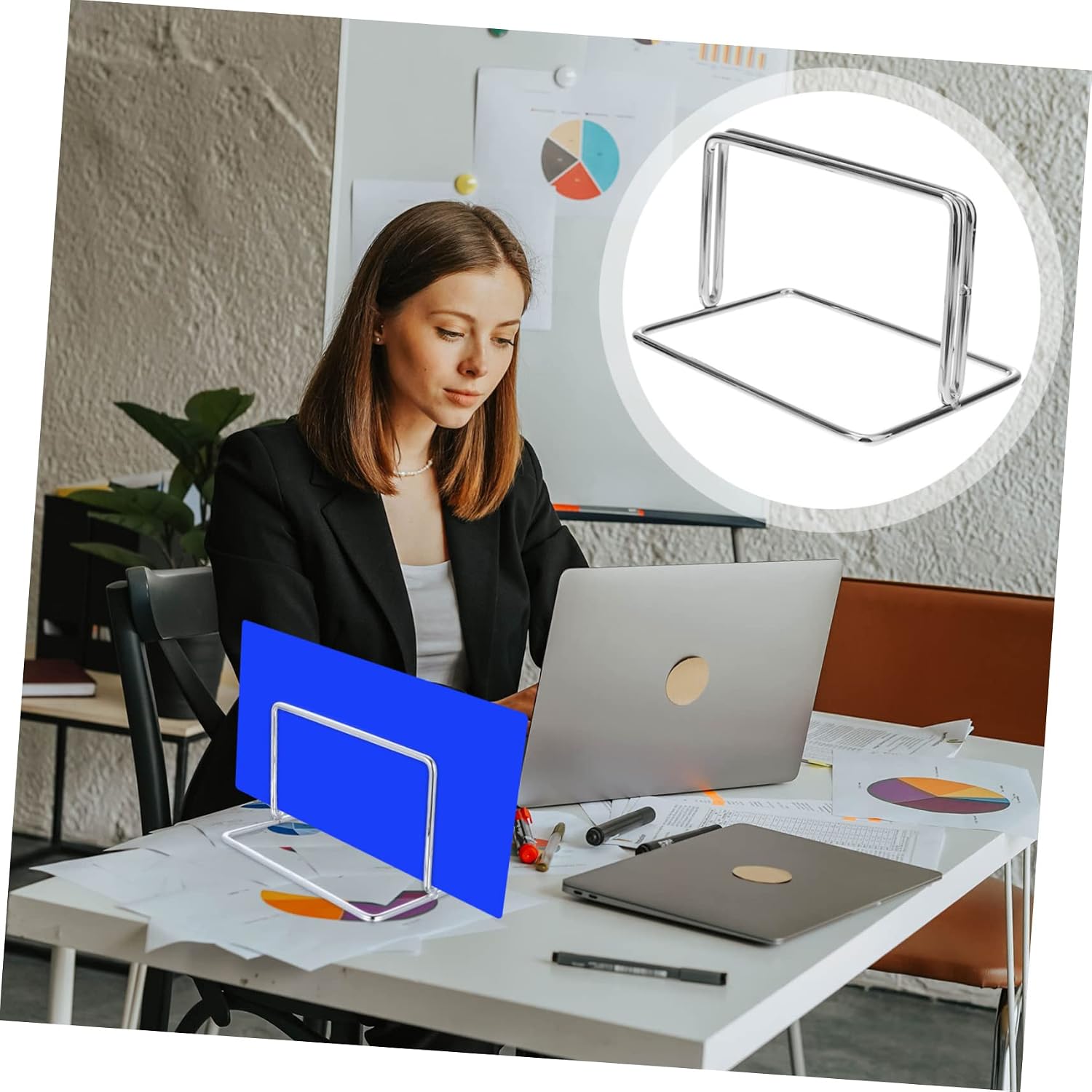 Homoyoyo 4pcs Baffle Bracket Clip on Desk Partition Metal Partition Bracket Work Desk Baffle Holder Privacy Panel Holder Desk Divider Clamps Braces Desk Hutch Screen Desktop Stainless Steel