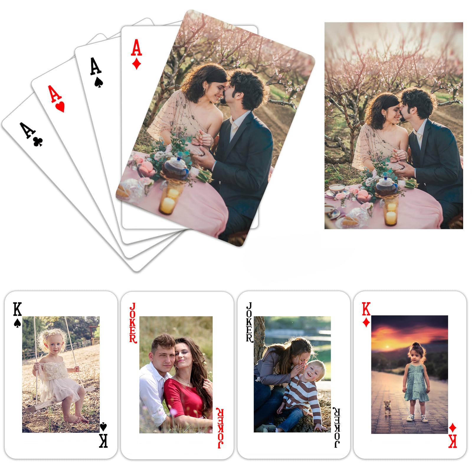 Cuondnobg Personalized Photo Playing Cards, Custom Standard Playing Cards with Both Sides Picture, Print Your Text, Design Or Pictures and Make Your Own Customized for Men & Women Gift