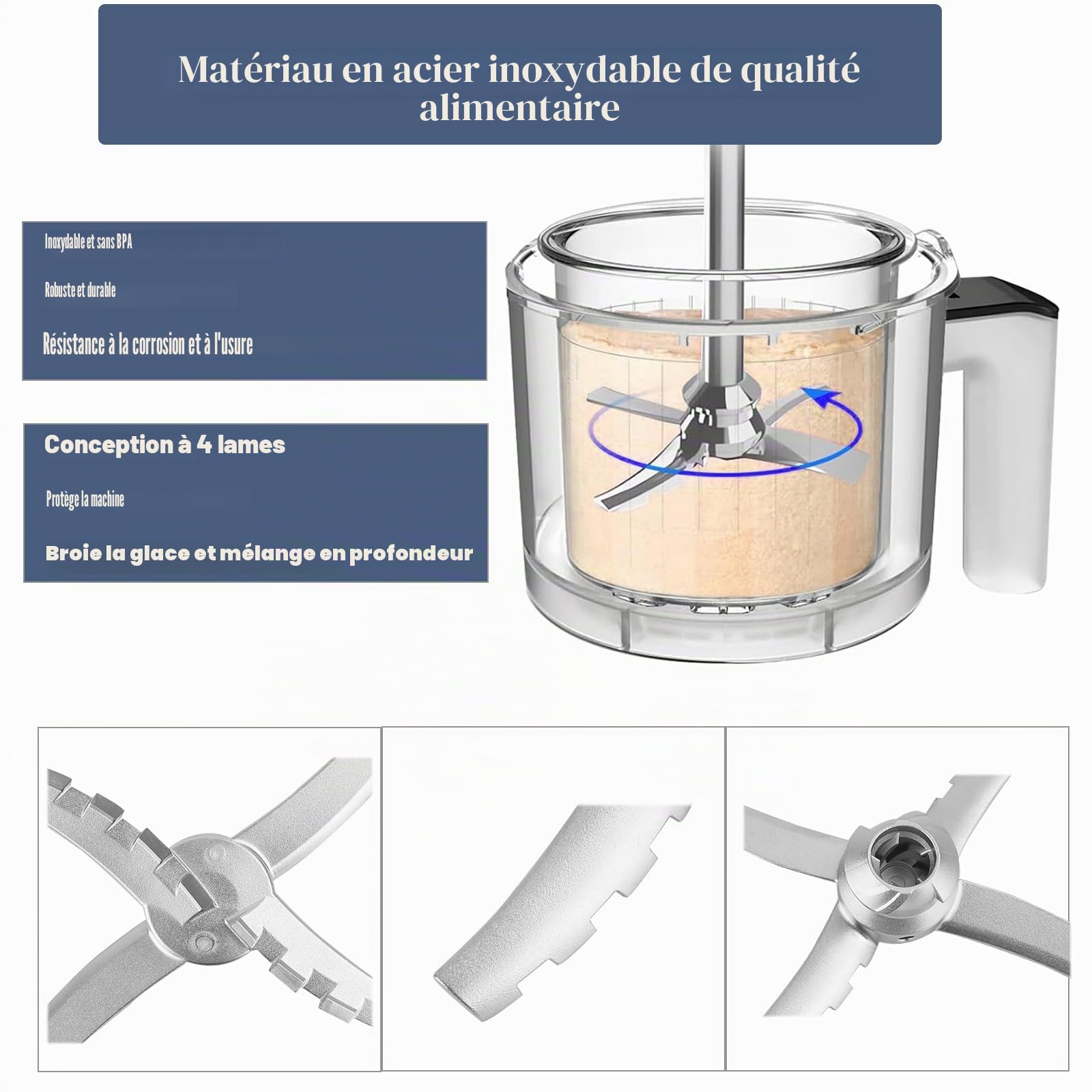 Lame de rechange pour Ninja Creami Deluxe, compatible avec les machines à crème glacée Ninja Creami NC500 NC501 Series Deluxe, lame de rechange pour crème glacée, ajustement parfait pour les