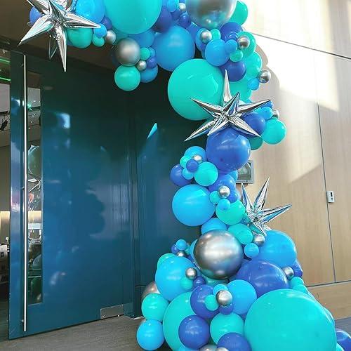 Miniatura 8 de Kit de arco de guirnalda de globos azules, arco de globos de 5, 10, 12, 18 pulgadas, arco de globos azul rey pastal azul turquesa con globos de