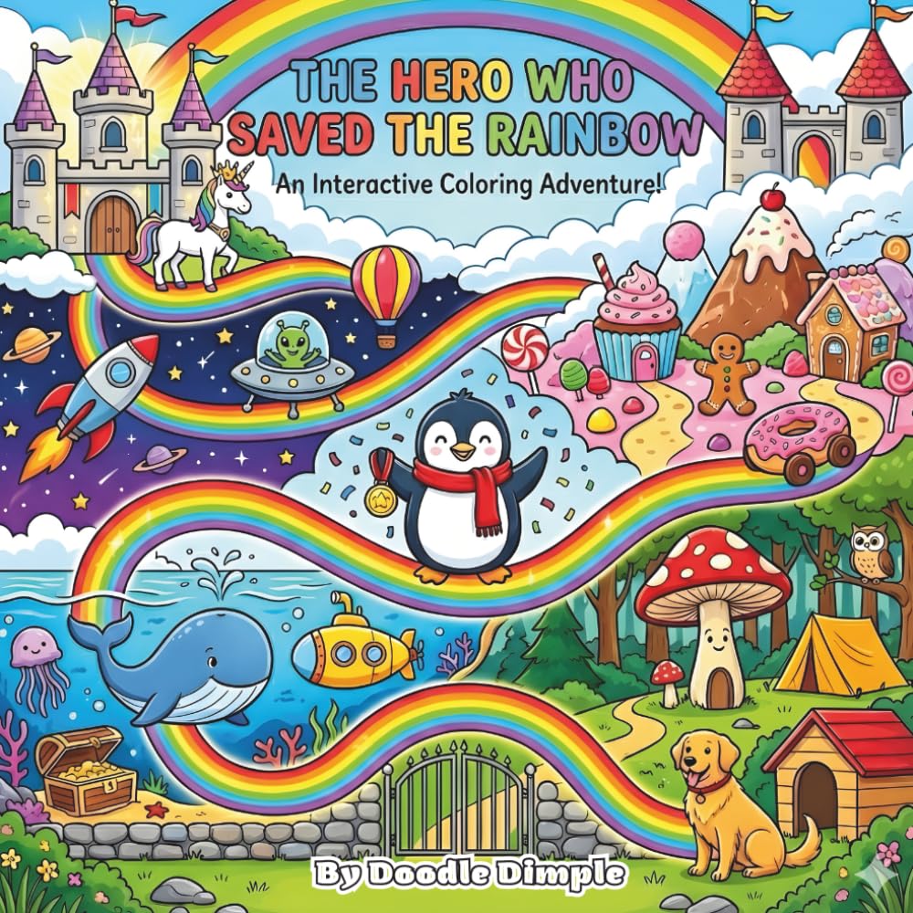 The Hero Who Saved The Rainbow: A Story-Based Coloring Book for Kids and Grown Ups: An Interactive Adventure with Animals, Space, Ocean, and Unicorns to Color and Explore.