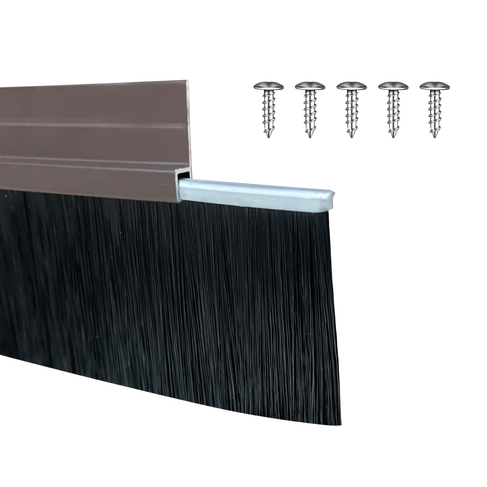 Aluminium-Türkehrer für die Unterseite der Tür, 99,8 cm L x 5,1 cm B, weiche Türfegerbürste, einfache Montage, Braun