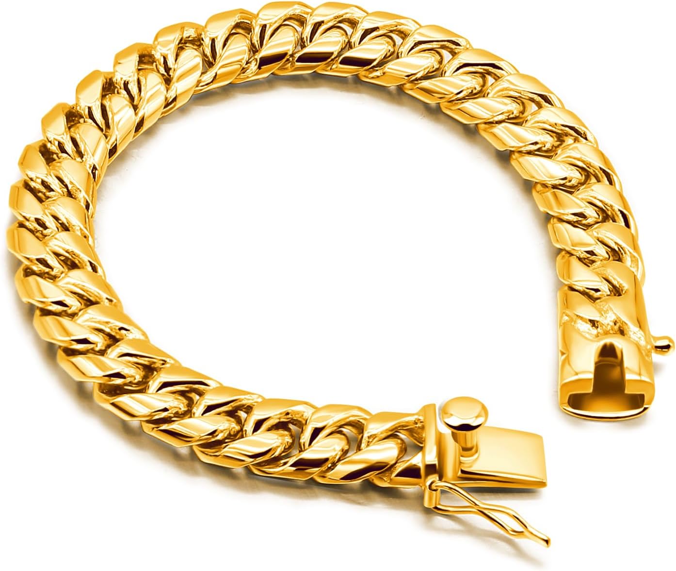 Dankadi Fashion Men 925 Sterling Silver Bracelet-Original Silver Classic 10MM Cuban Chain 7 "7.5" 8 "8.5" 9 "9.5" 10" Fine Jewelry Gift (Classic-Gold, 10 inch)