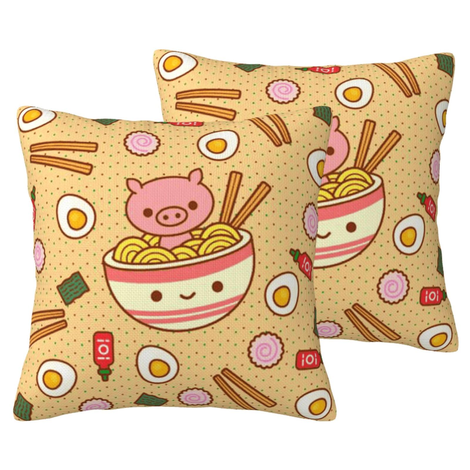 Taies d'oreiller ramen en imitation lin : lot de 2 housses de coussin déco pour salon et chambre