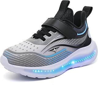 YUNICUS 아동용 LED 조명 신발, 통기성 좋은 메시 남아 여아 스니커즈, MD 밑창, USB 충전 플래시 러닝화, 유아, 어린 아이들을 위한 최고의 선물