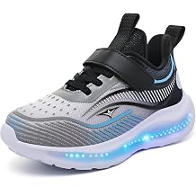 YUNICUS Kids LED Light Up Shoes, Breathable Mesh Boys Girls Sneakers with MD Sole, USB Charging Flashing Running Shoes Best Gift for Toddler Little Kids