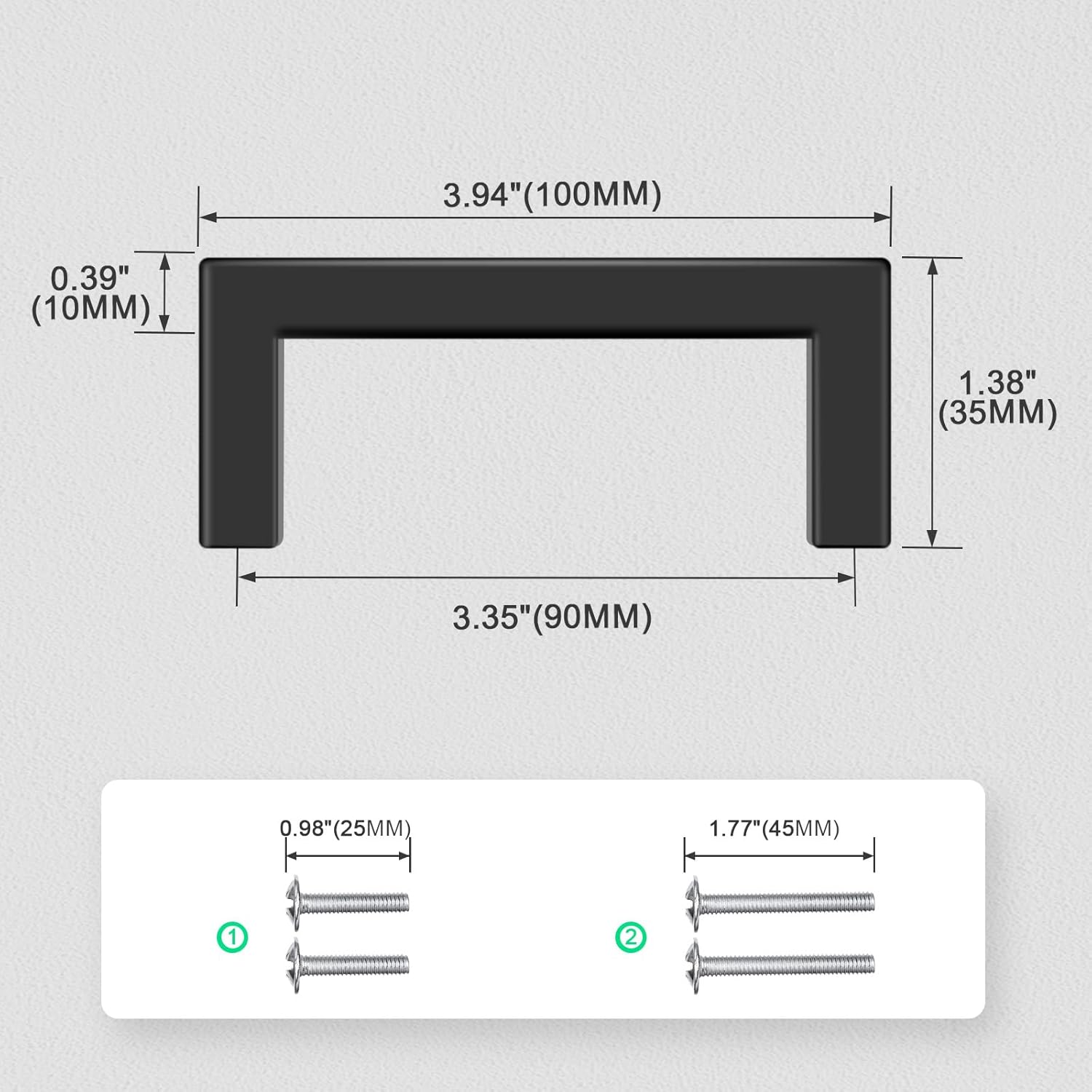 90mm (3-1/2") Center to Center Matte Black Stainless Steel Cabinet Handles 30 Pack - Kitchen Drawer Pulls & Dresser Knobs, Durable Cabinet Hardware