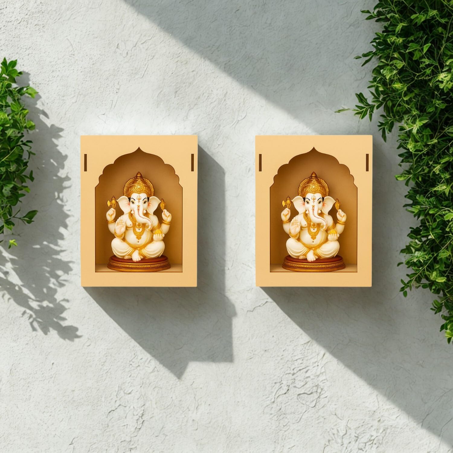 LET'S DIY Unfinished Wood MDF Jharokha Wall Decor Kit - Plain Box Cutout Wooden Craft for Creative Home Decor, Customizable Frame for Art, Painting, and DIY Projects 3