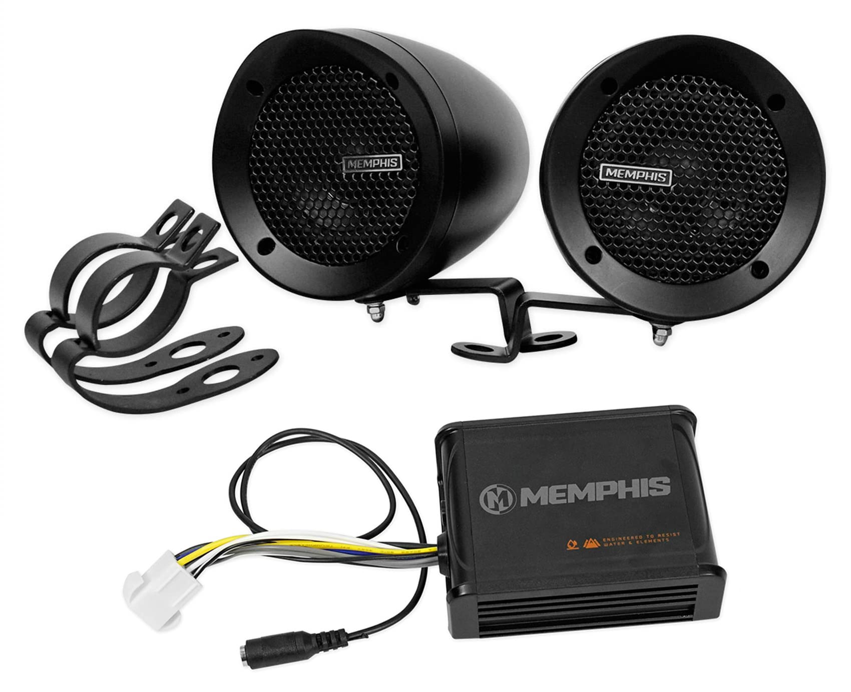 Memphis MXAMB2 100W Motorcycle Speakers 4 Ohms, Bluetooth Connectivity, Weather-Resistant, Easy Installation, Perfect for Motorcycle/ATV/Scooter/Dirtbike Riders