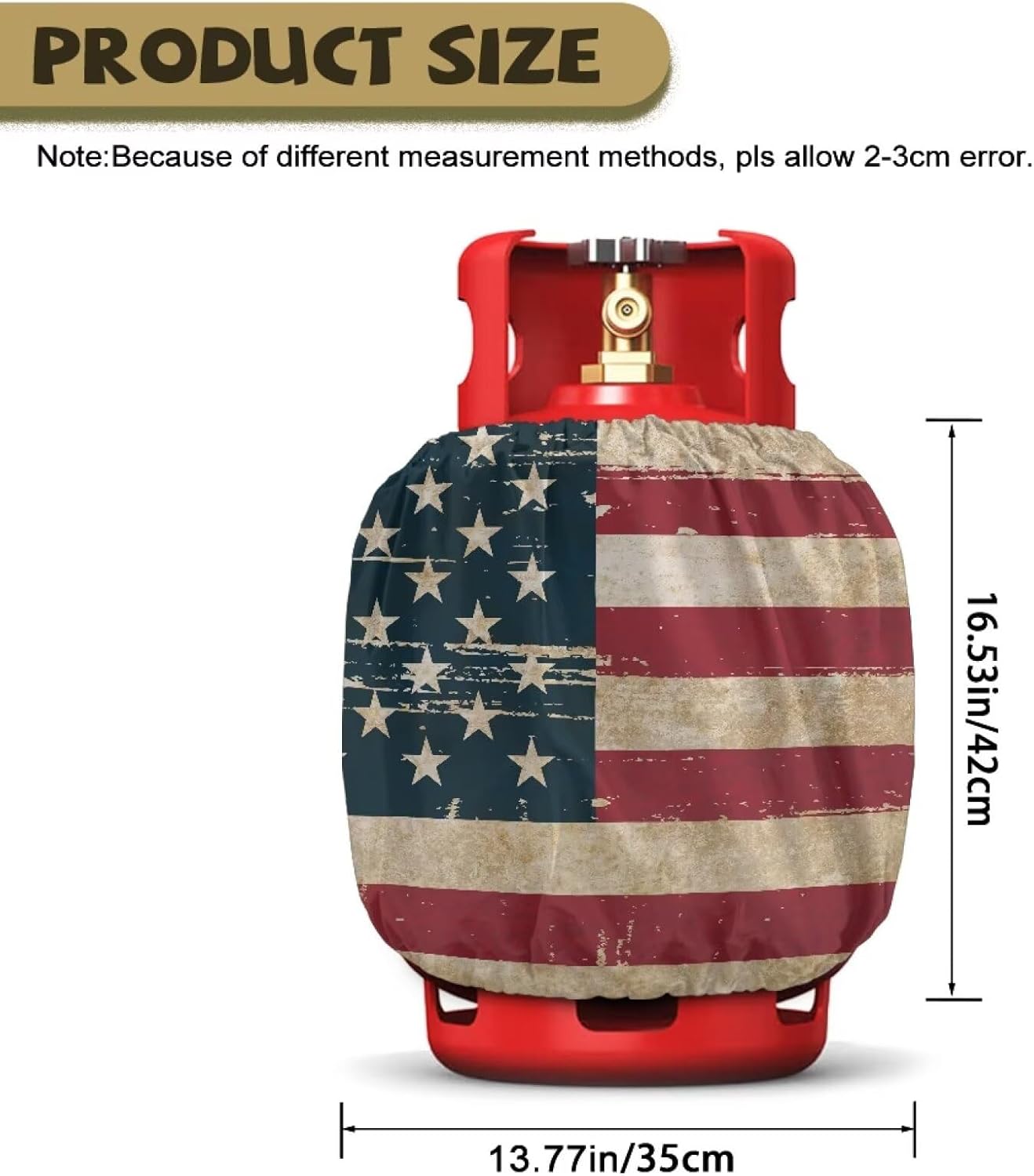 Retro American Flag Dual Propane Tank Cover 20 lb Patriotic Weather Resistant Gas Cylinder Polyester Blue Red 4th of July Decoration Slip-On Standard Tank Cover
