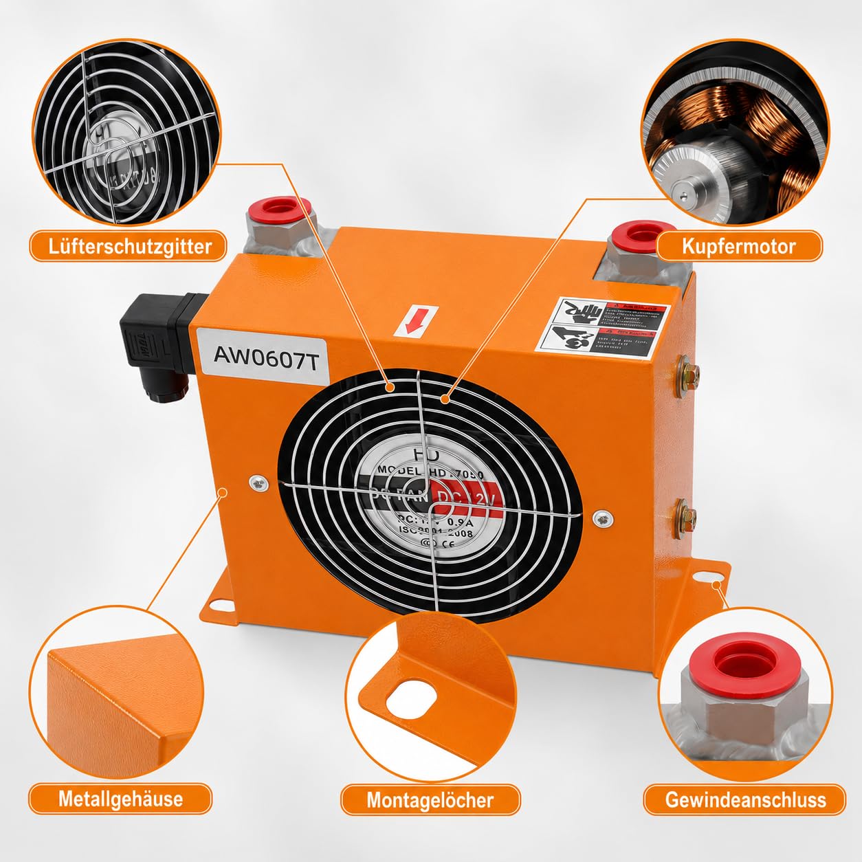 Raffreddatore ad aria idraulico, DC 12 V raffreddato ad aria radiatore olio lega idraulica radiatore olio 20L/MIN